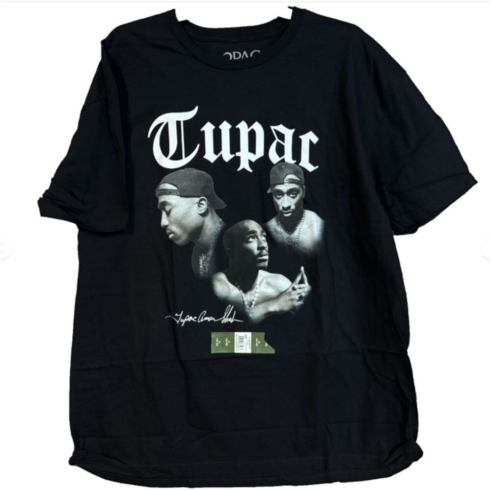 NWT Tupac Shakur Graphic T Shirt Mens XL Black 2Pac Rap Portrait Tee New